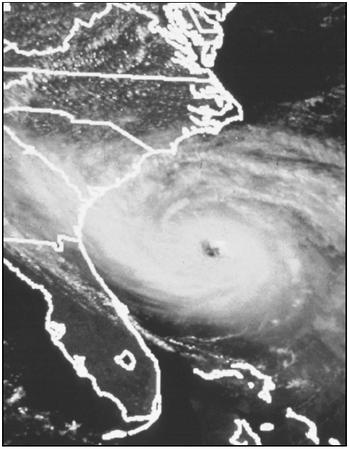 Hurricane Hugo prepares to strike Charleston, South Carolina, in 1989. (Courtesy of National Oceanic and Atmospheric Administration (NOAA)/National Environmental Satellite, Data, and Information Service (NESDIS).)
