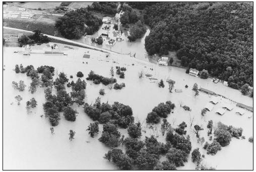 Tropical Storm Agnes caused extensive flooding throughout the northeastern United States in 1972. (Photo courtesy of United States Coast Guard.)